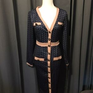 Blue dress with Pink striping